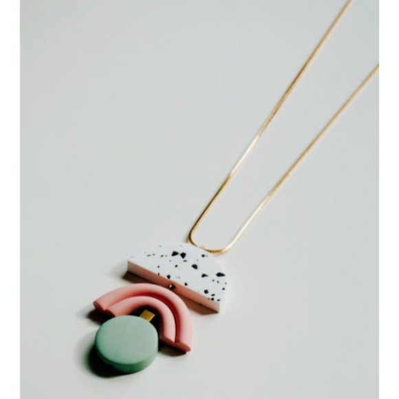 IEBIS Pink & Green Speckle Polymer Clay Necklace - Picture 4 of 11